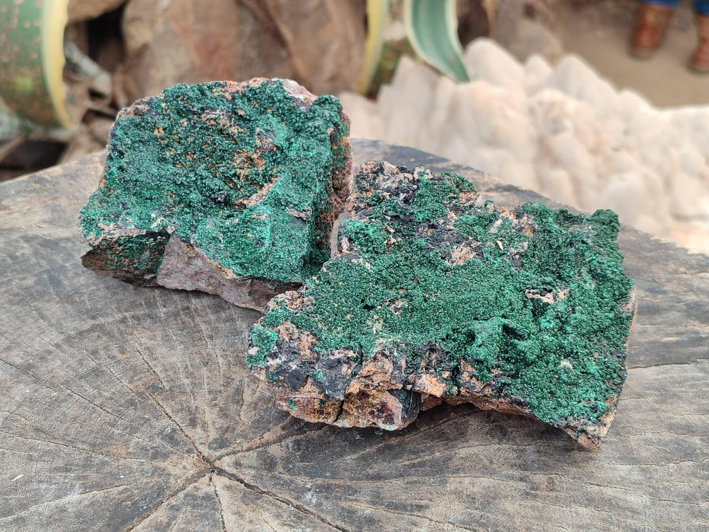 Natural Crystalline Malachite Specimens x 2 From Tenke Fungurume, Congo