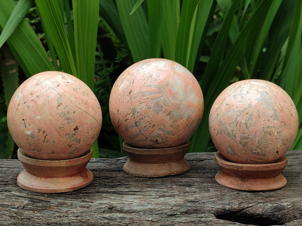Polished Runestone Moonstone Feldspar Spheres x 4 From Madagascar