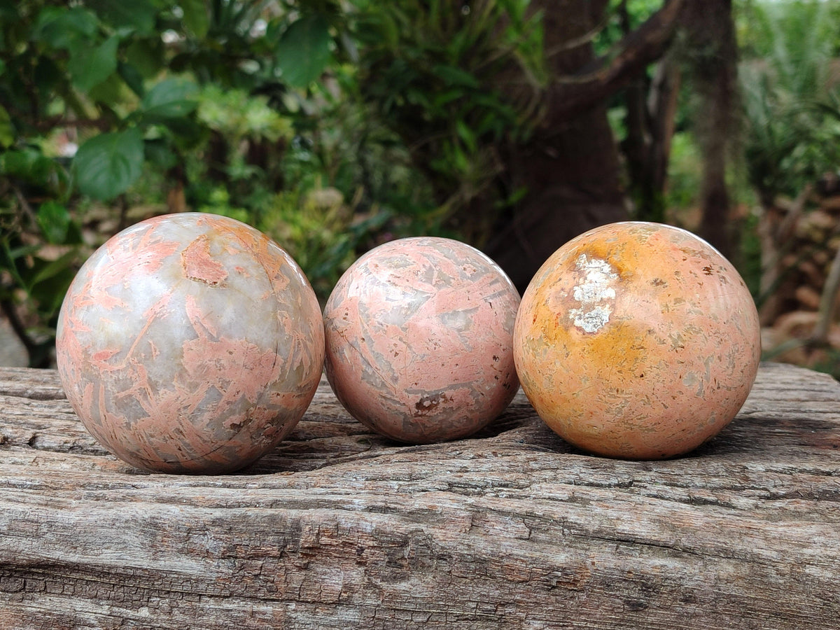 Polished Runestone Moonstone Feldspar Spheres x 4 From Madagascar