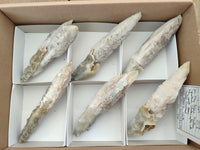 Natural Drusy Quartz Coated Calcite Pseudomorph Crystals x 6 From Alberts Mountain, Lesotho