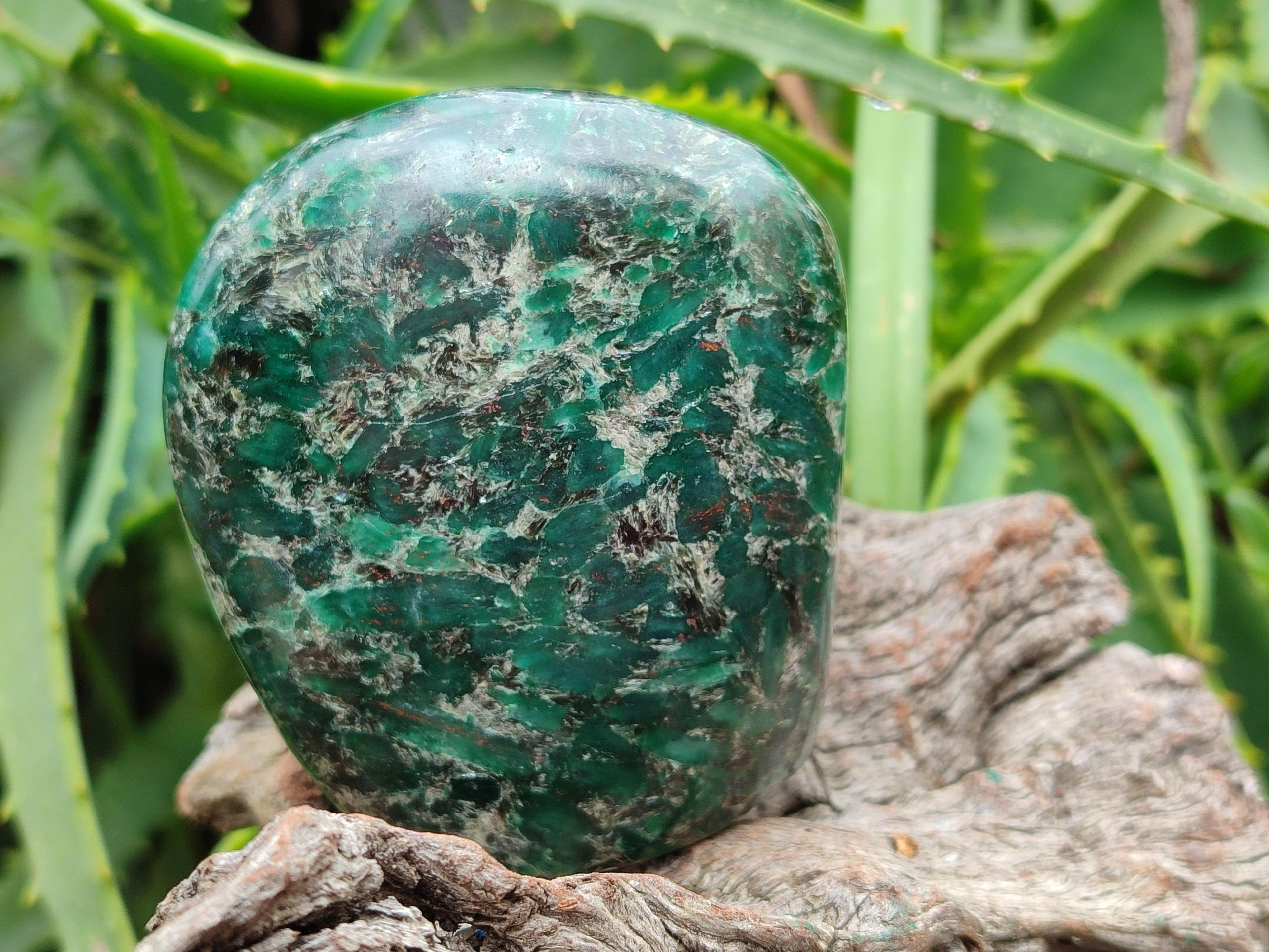 Polished Emerald Mica 'Mutokolite' Standing Free Forms x 3 From Mutoko, Zimbabwe