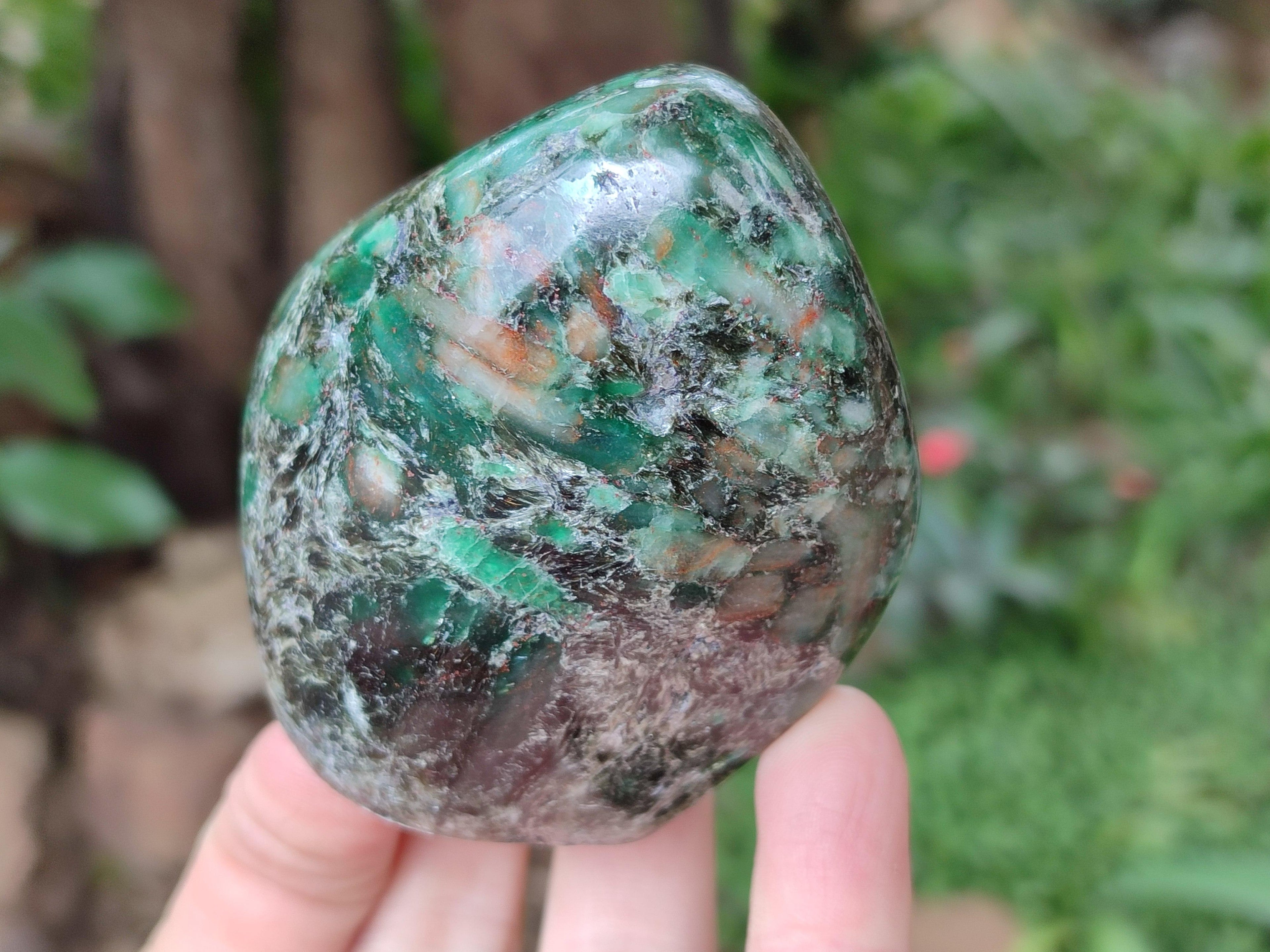 Polished Emerald Mica 'Mutokolite' Standing Free Forms x 3 From Mutoko, Zimbabwe