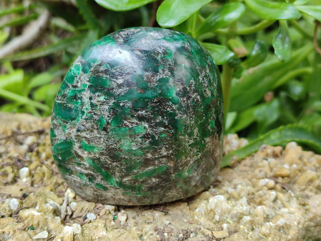 Polished Emerald Mica 'Mutokolite' Standing Free Forms x 3 From Mutoko, Zimbabwe