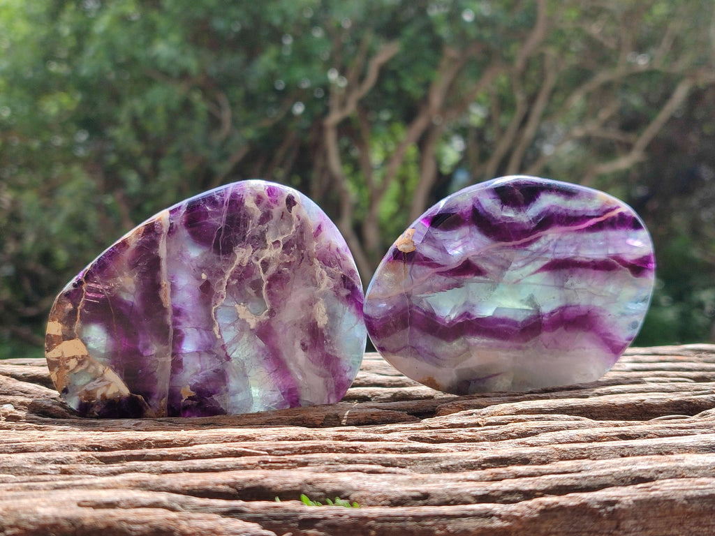 Polished Watermelon Fluorite Free Forms x 6 From Uis, Namibia
