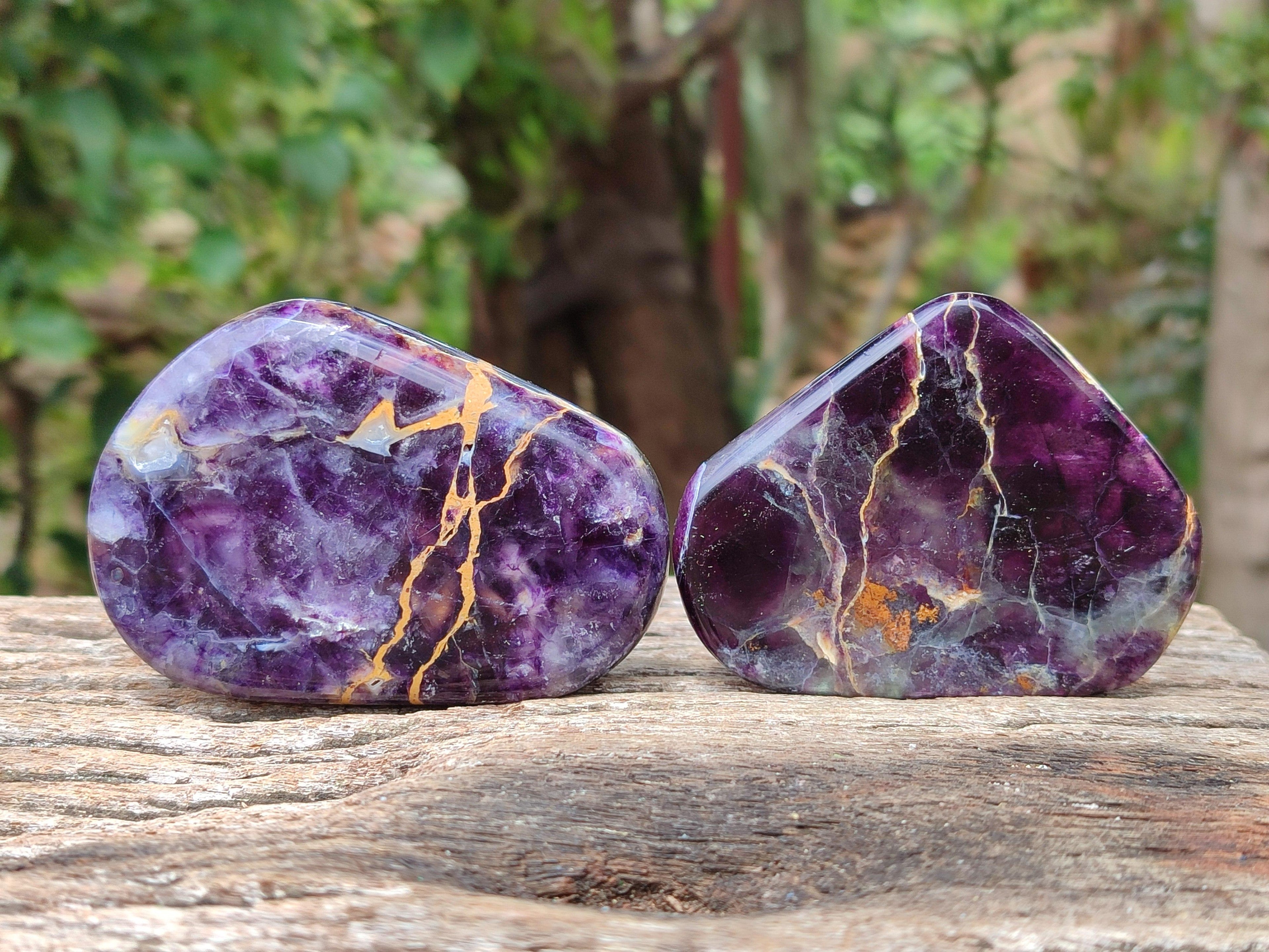 Polished Watermelon Fluorite Free Forms x 6 From Uis, Namibia