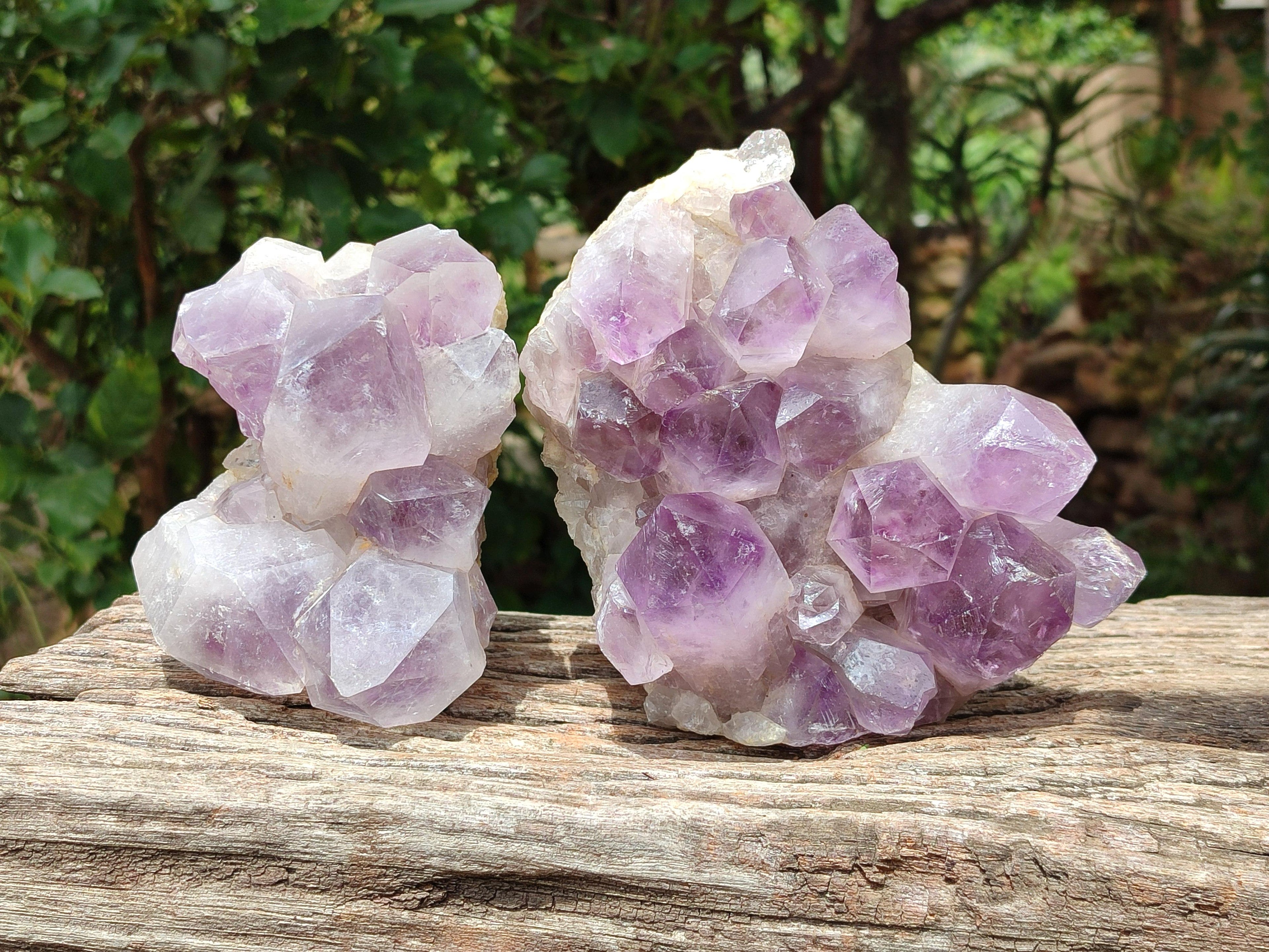 Natural Jacaranda Amethyst Crystal Clusters x 2 From Mumbwa, Zambia