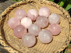 Polished Small Star Rose Quartz Spheres x 12 From Madagascar
