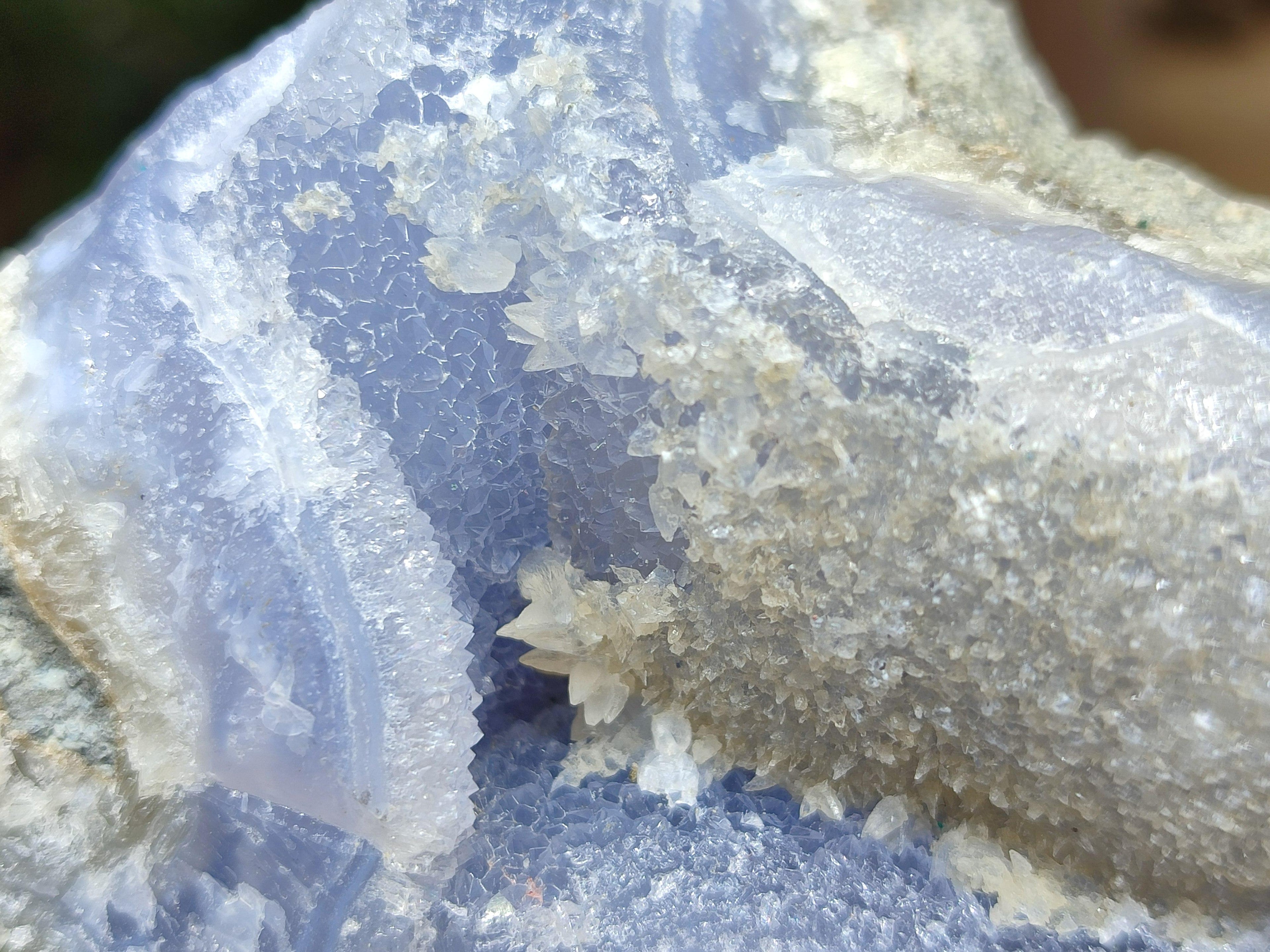 Natural Blue Lace Agate Geode Specimens x 6 From Nsanje, Malawi