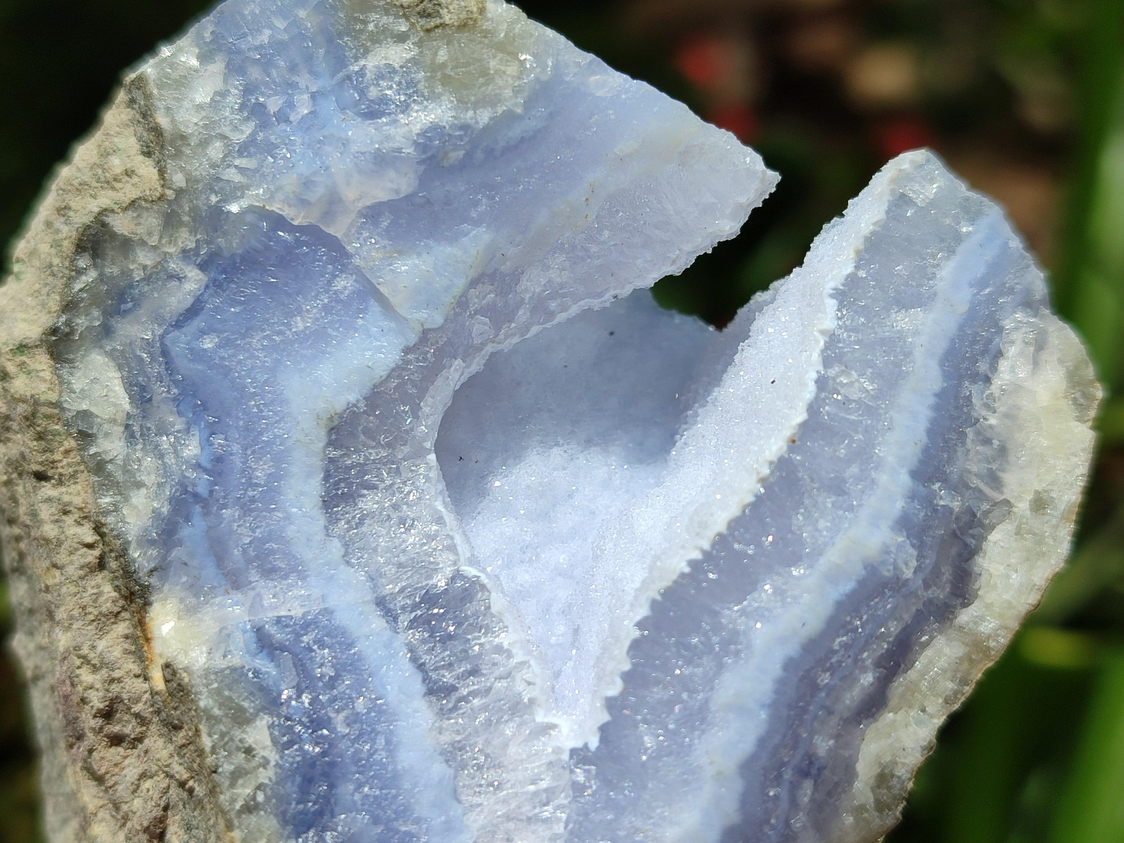 Natural Blue Lace Agate Geode Specimens x 6 From Nsanje, Malawi