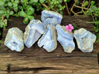 Natural Blue Lace Agate Geode Specimens x 6 From Nsanje, Malawi
