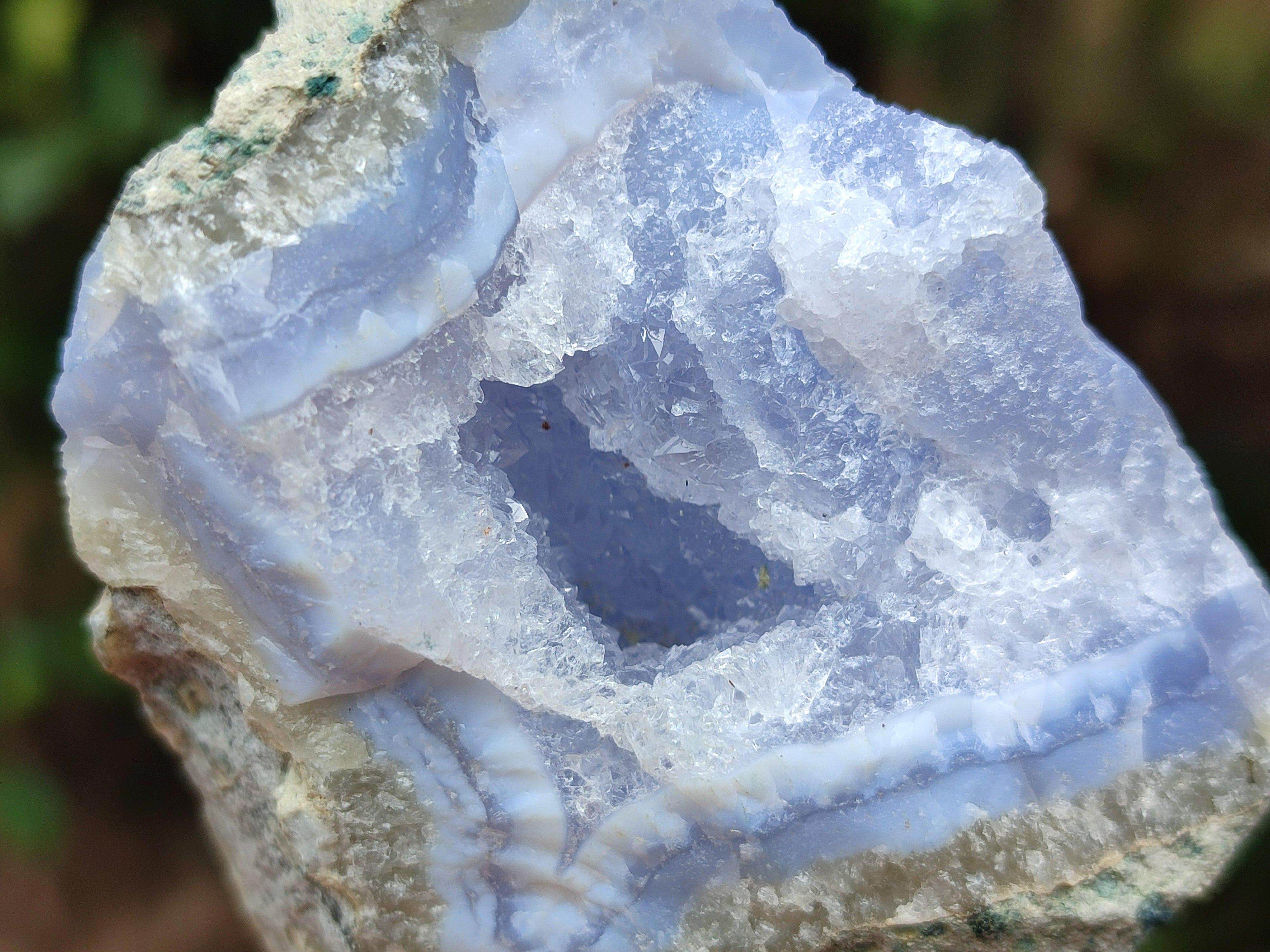 Natural Blue Lace Agate Geode Specimens x 6 From Nsanje, Malawi