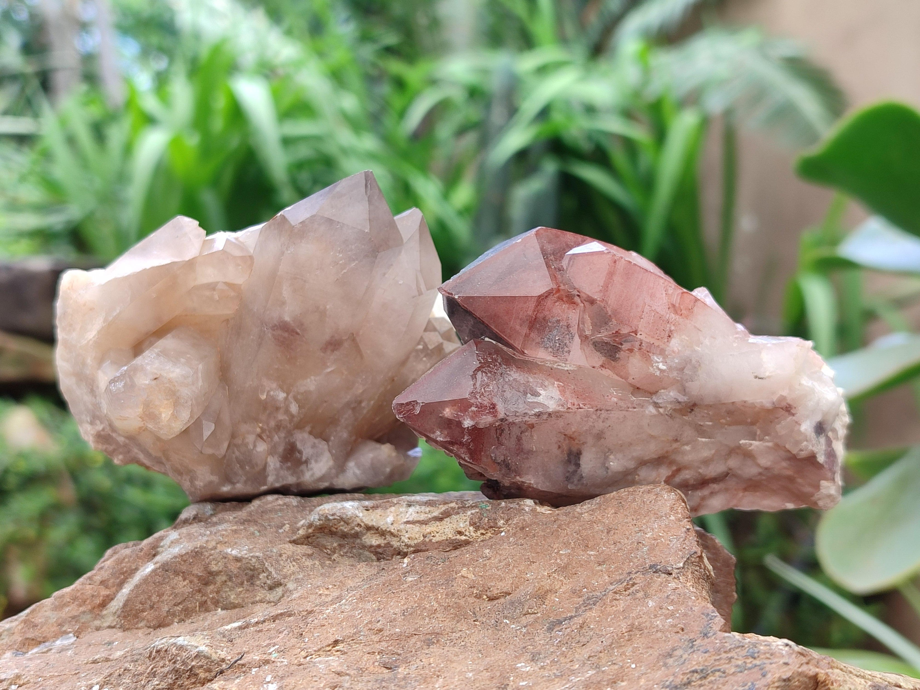 Natural Red Hematoid Quartz Clusters And Crystals x 6 From Karoi, Zimbabwe