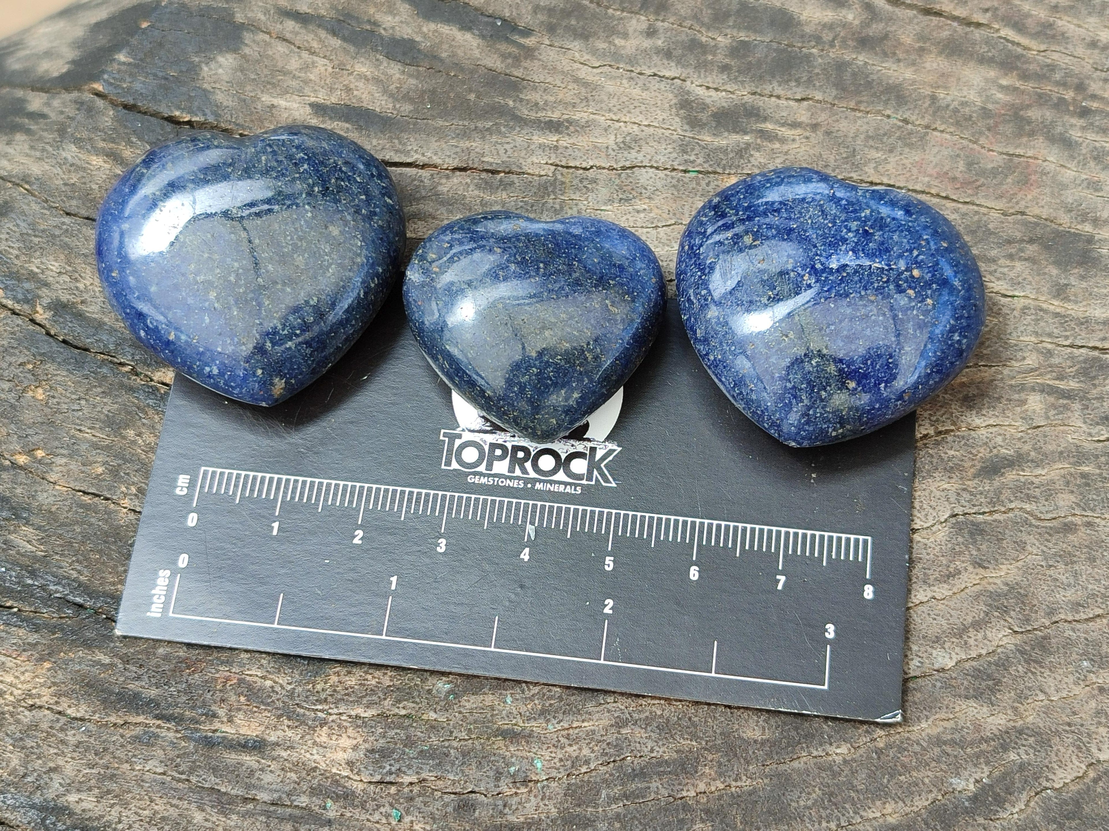Polished Lazulite Hearts x 35 From Madagascar