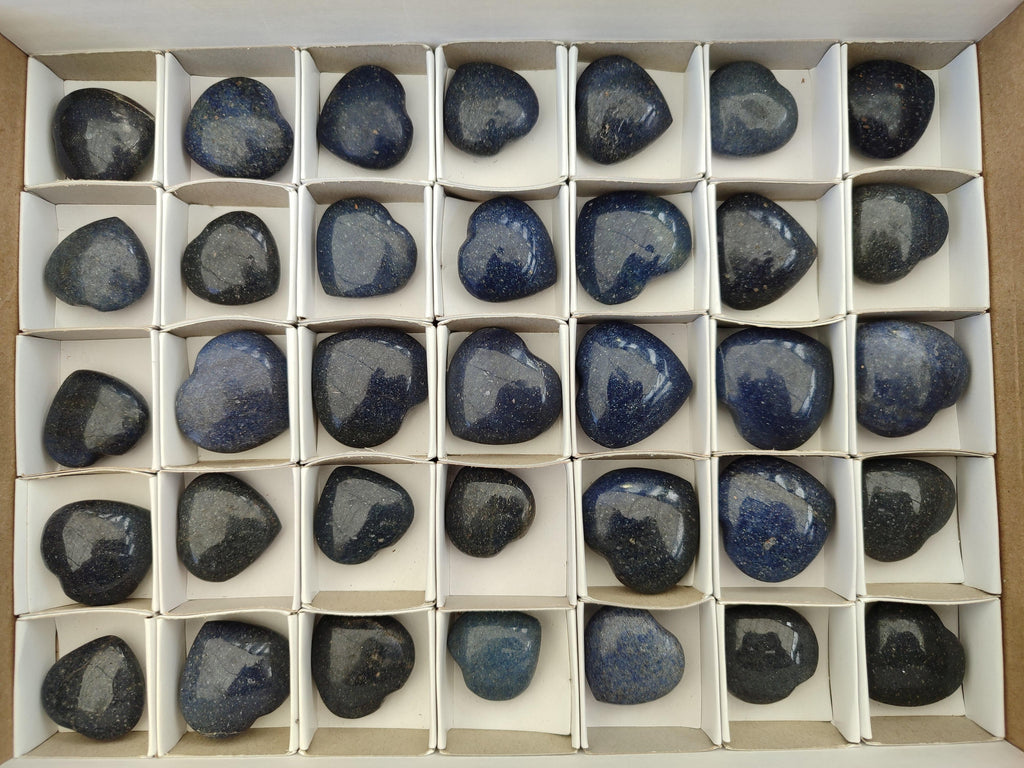 Polished Lazulite Hearts x 35 From Madagascar