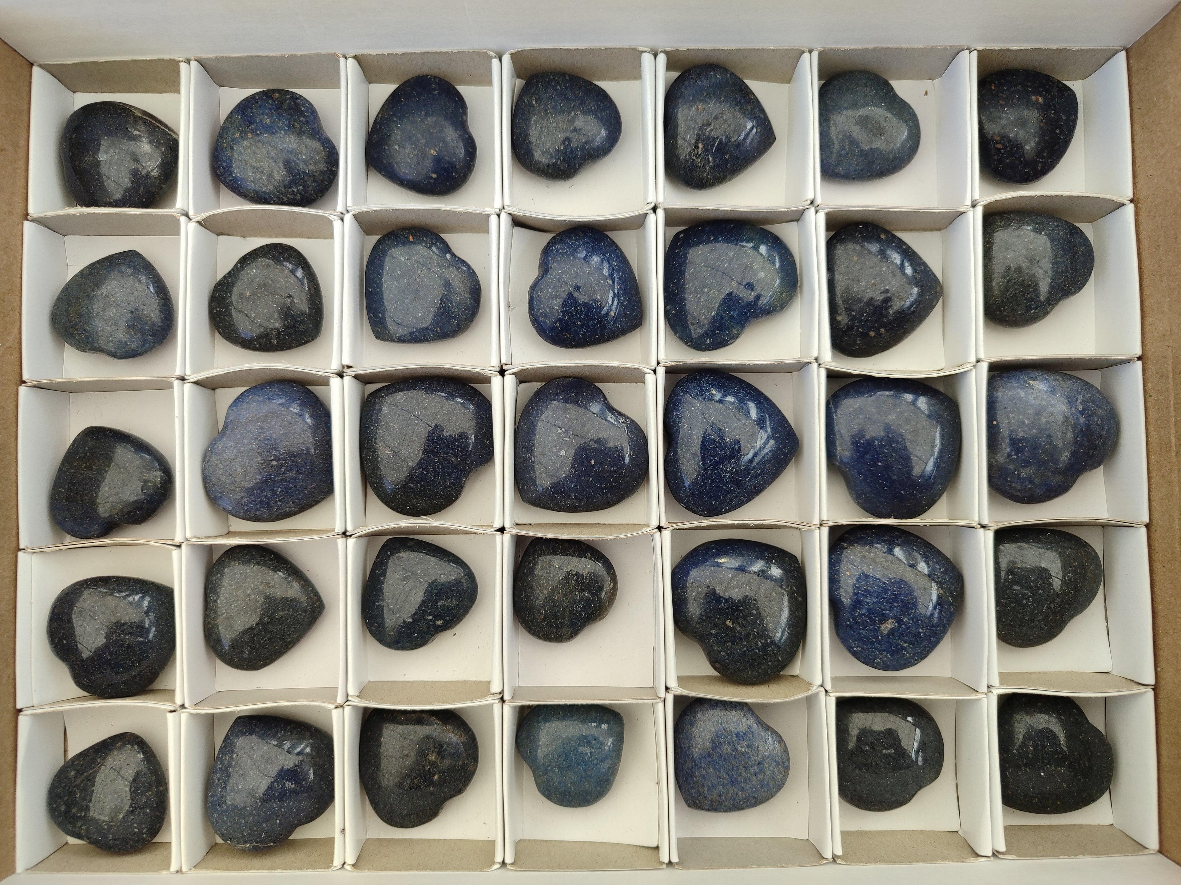 Polished Lazulite Hearts x 35 From Madagascar