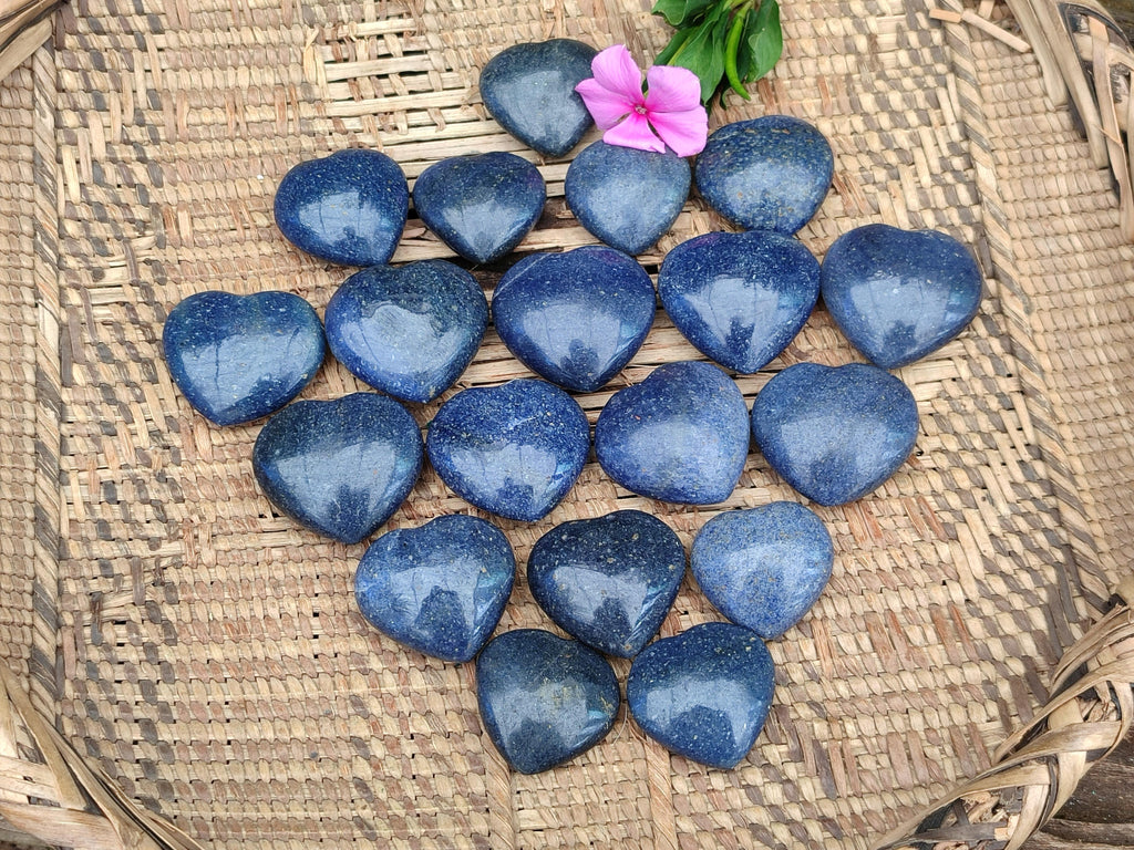 Polished Lazulite Hearts x 35 From Madagascar
