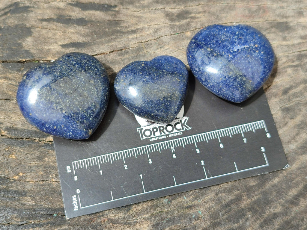 Polished Lazulite Hearts x 35 From Madagascar