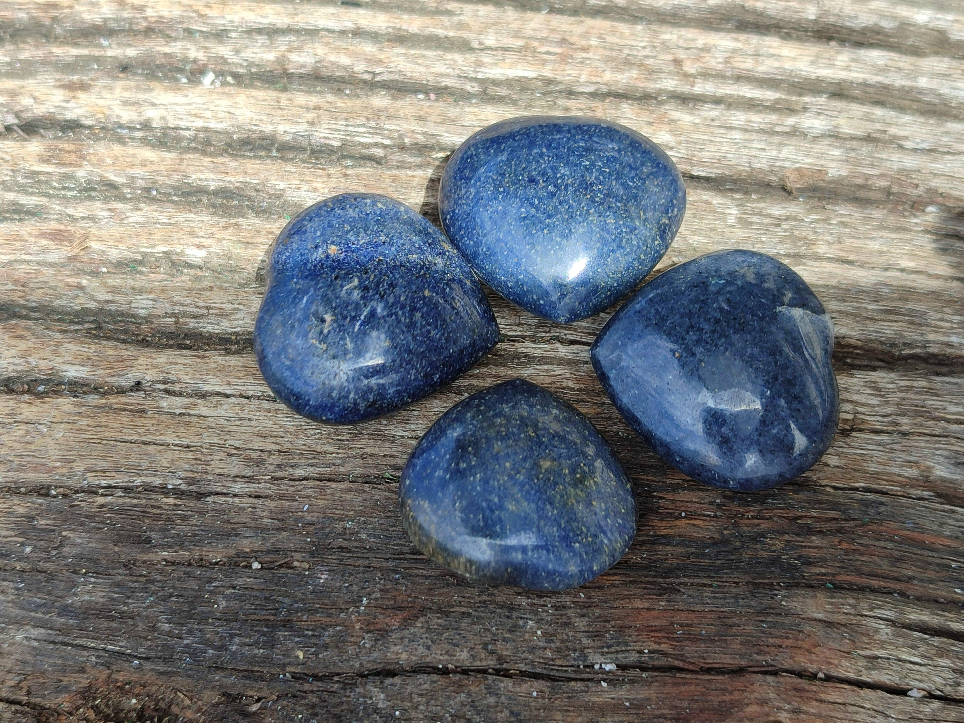 Polished Lazulite Hearts x 35 From Madagascar