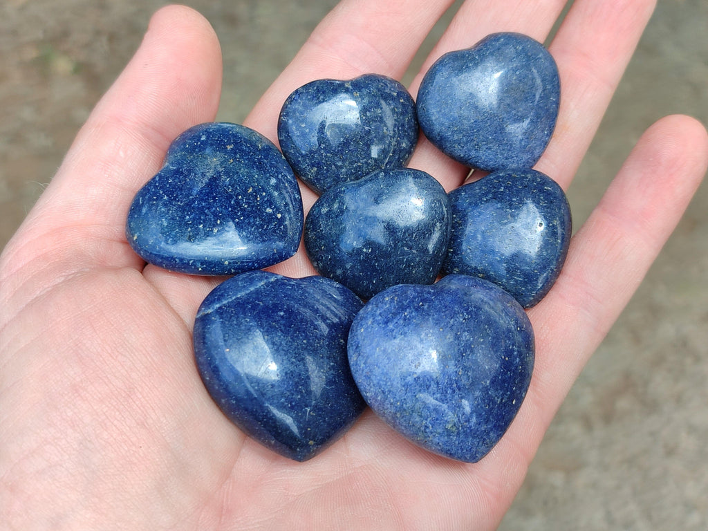 Polished Lazulite Hearts x 35 From Madagascar