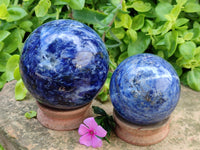 Polished Sodalite Spheres x 2 From Kunene River, Namibia