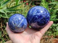 Polished Sodalite Spheres x 2 From Kunene River, Namibia
