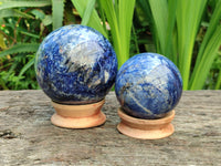 Polished Sodalite Spheres x 2 From Kunene River, Namibia