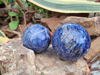 Polished Sodalite Spheres x 2 From Kunene River, Namibia