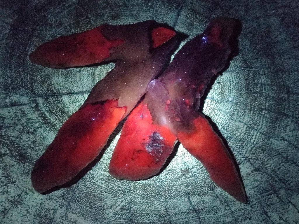 Natural Drusy Quartz Coated Calcite Spearhead Specimens x 12 From Alberts Mountain, Lesotho