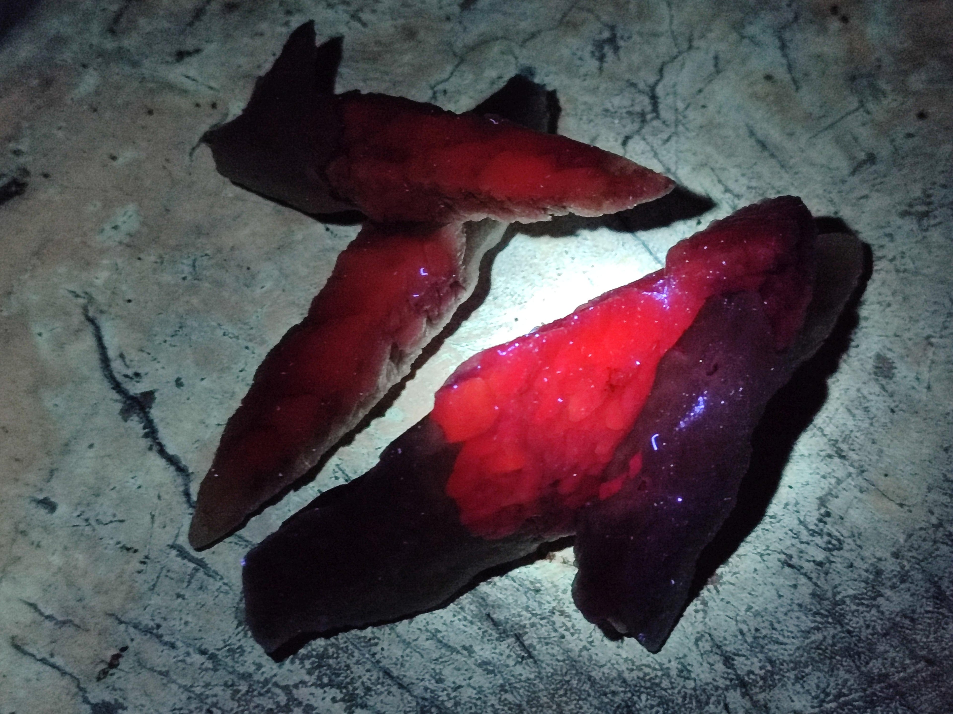 Natural Drusy Quartz Coated Calcite Spearhead Specimens x 12 From Alberts Mountain, Lesotho