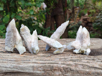 Natural Drusy Quartz Coated Calcite Spearhead Specimens x 12 From Alberts Mountain, Lesotho