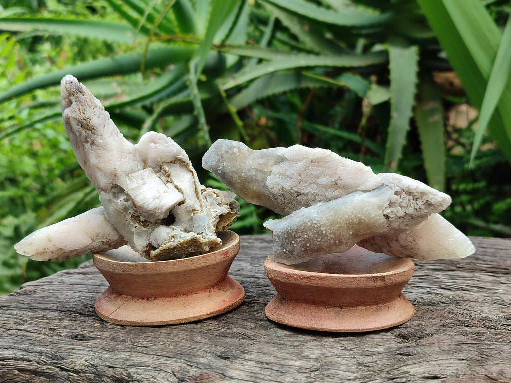 Natural Drusy Quartz Coated Calcite Spearhead Specimens x 12 From Alberts Mountain, Lesotho