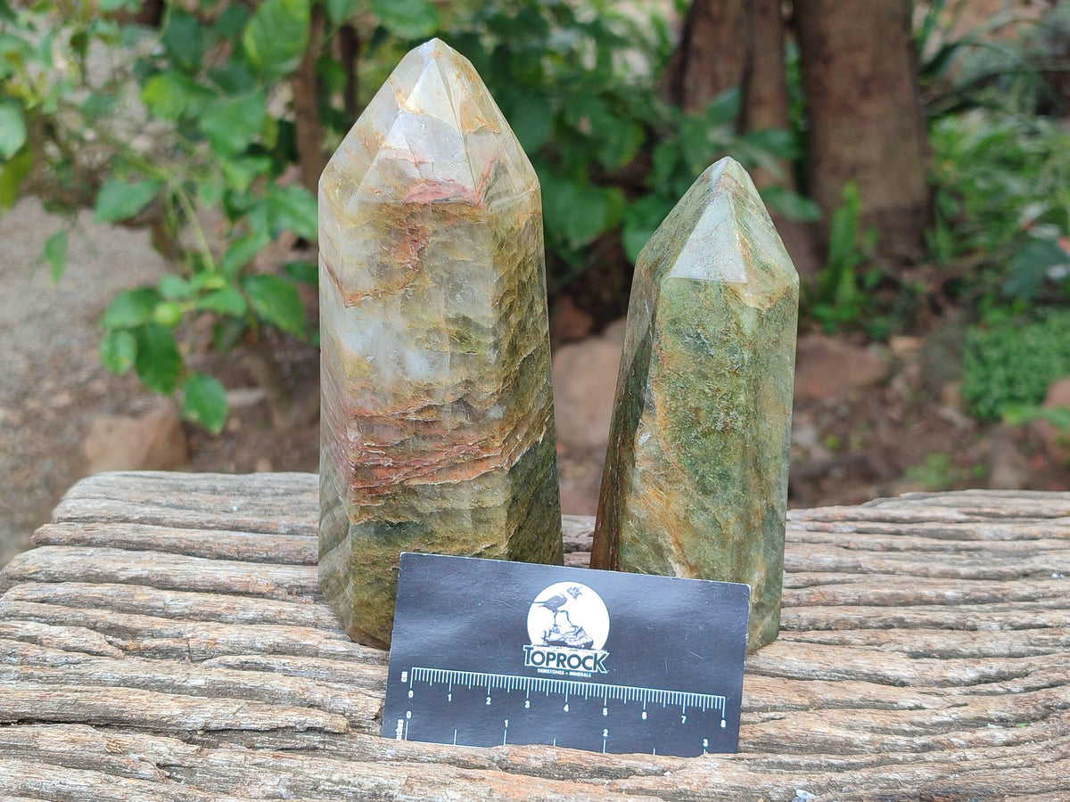 Polished Fuchsite Quartz Point x 3 From Andakatany, Madagascar