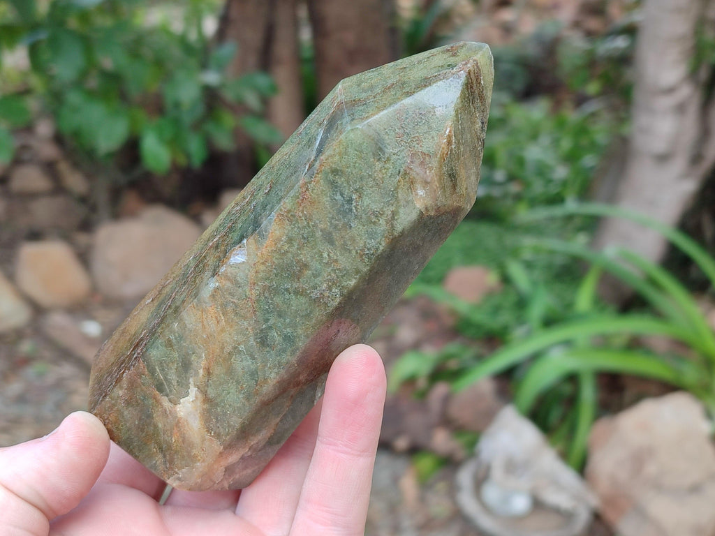 Polished Fuchsite Quartz Point x 3 From Andakatany, Madagascar