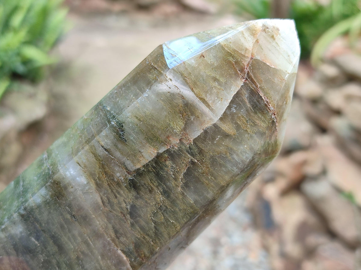 Polished Fuchsite Quartz Point x 3 From Andakatany, Madagascar