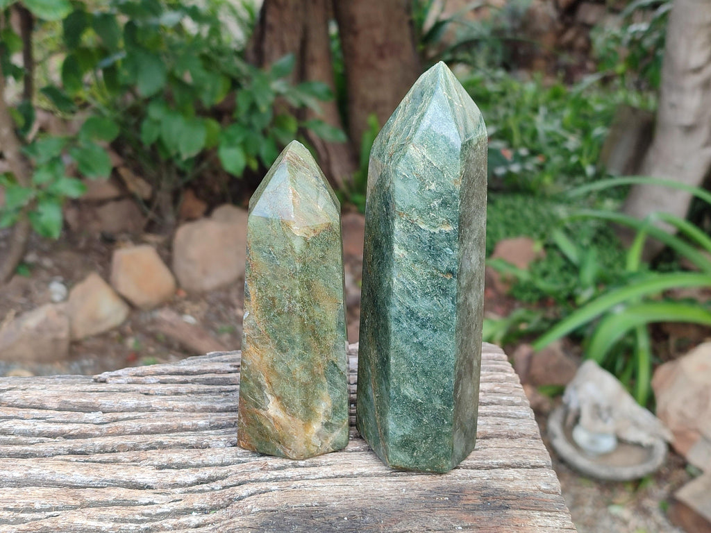 Polished Fuchsite Quartz Point x 3 From Andakatany, Madagascar