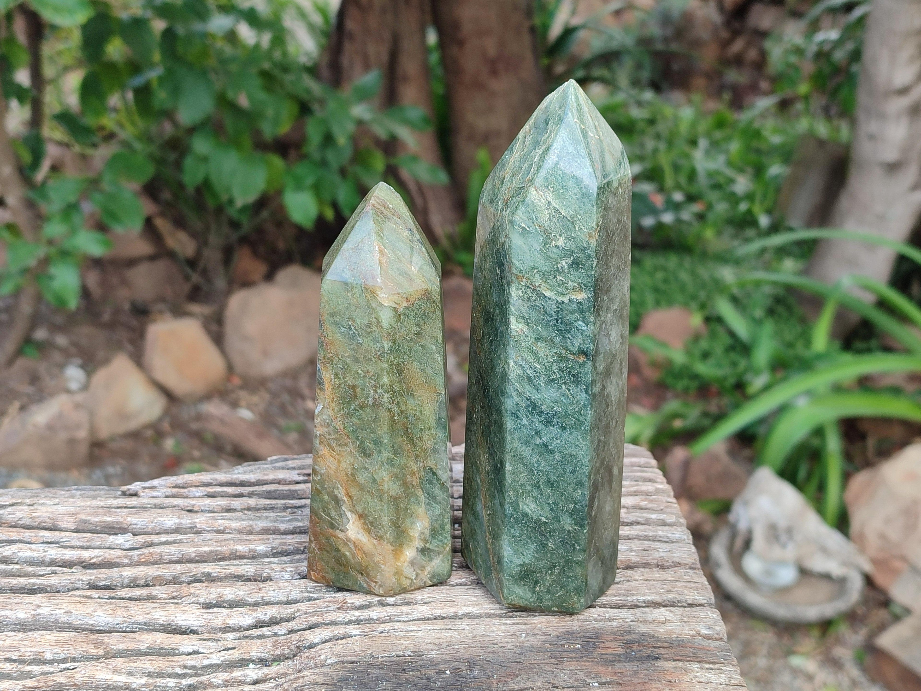 Polished Fuchsite Quartz Point x 3 From Andakatany, Madagascar