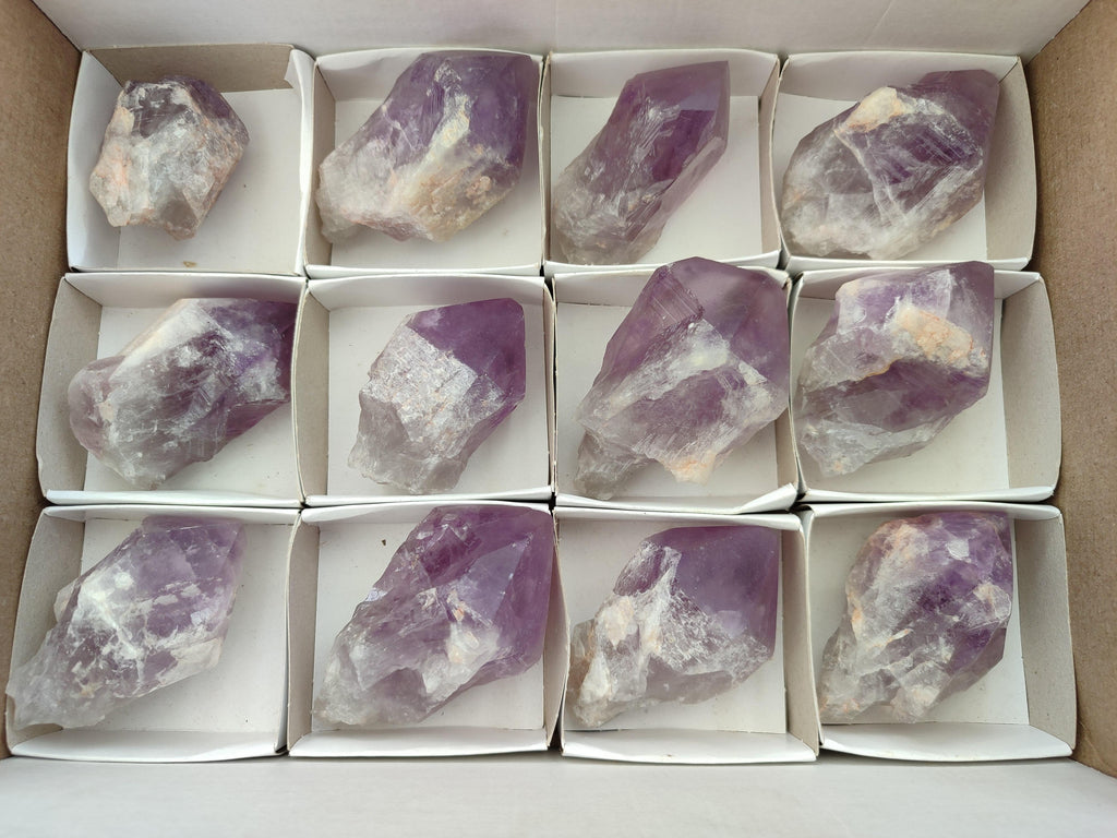 Polished Jacaranda Amethyst Crystals x 12 From Mumbwa, Zambia