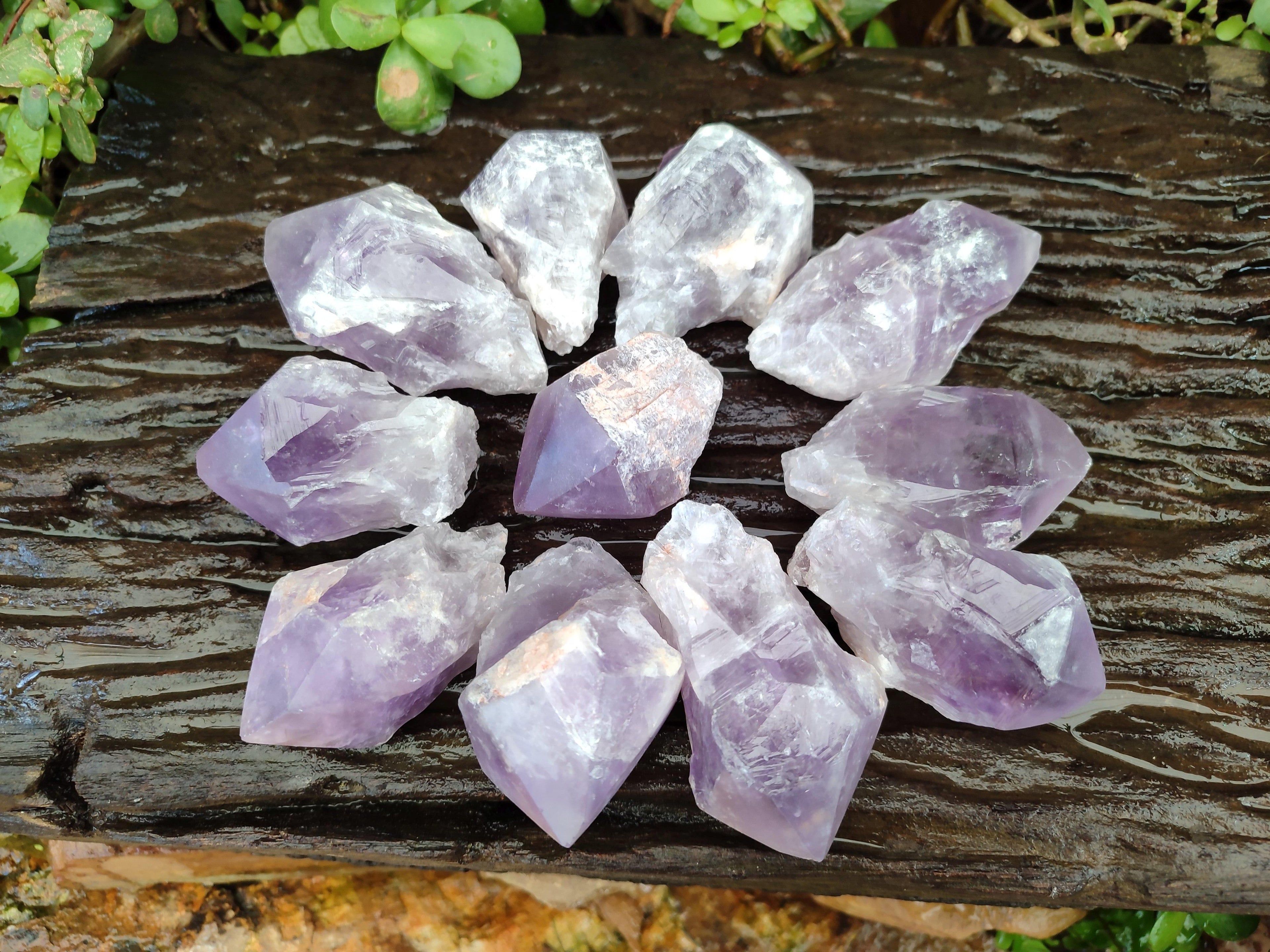Polished Jacaranda Amethyst Crystals x 12 From Mumbwa, Zambia