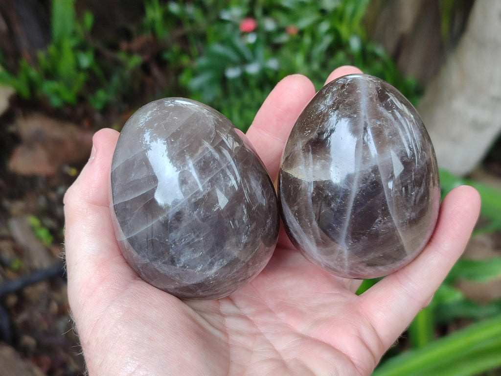Polished Smokey Quartz Eggs x 5 From Madagascar