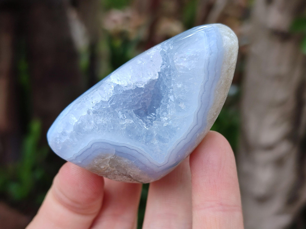 Polished Blue Lace Agate Standing And Free Forms x 6 From Nsanje, Malawi