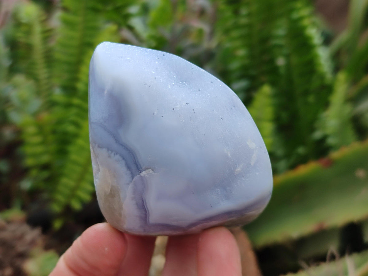 Polished Blue Lace Agate Standing And Free Forms x 6 From Nsanje, Malawi