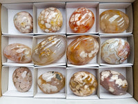 Polished Flower Agate Palm Stones x 12 From Antsahalova, Madagascar