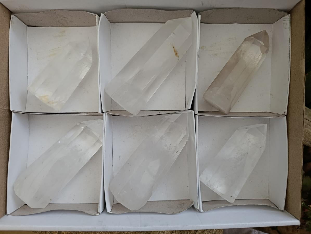 Polished Clear Quartz Crystals x 6 From Madagascar - Toprock Gemstones and Minerals 