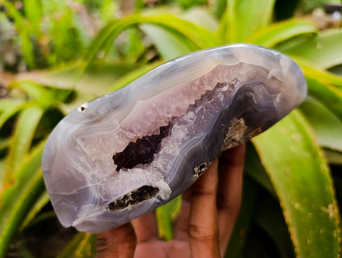 Polished Amethyst Agate Geodes x 2 From Madagascar