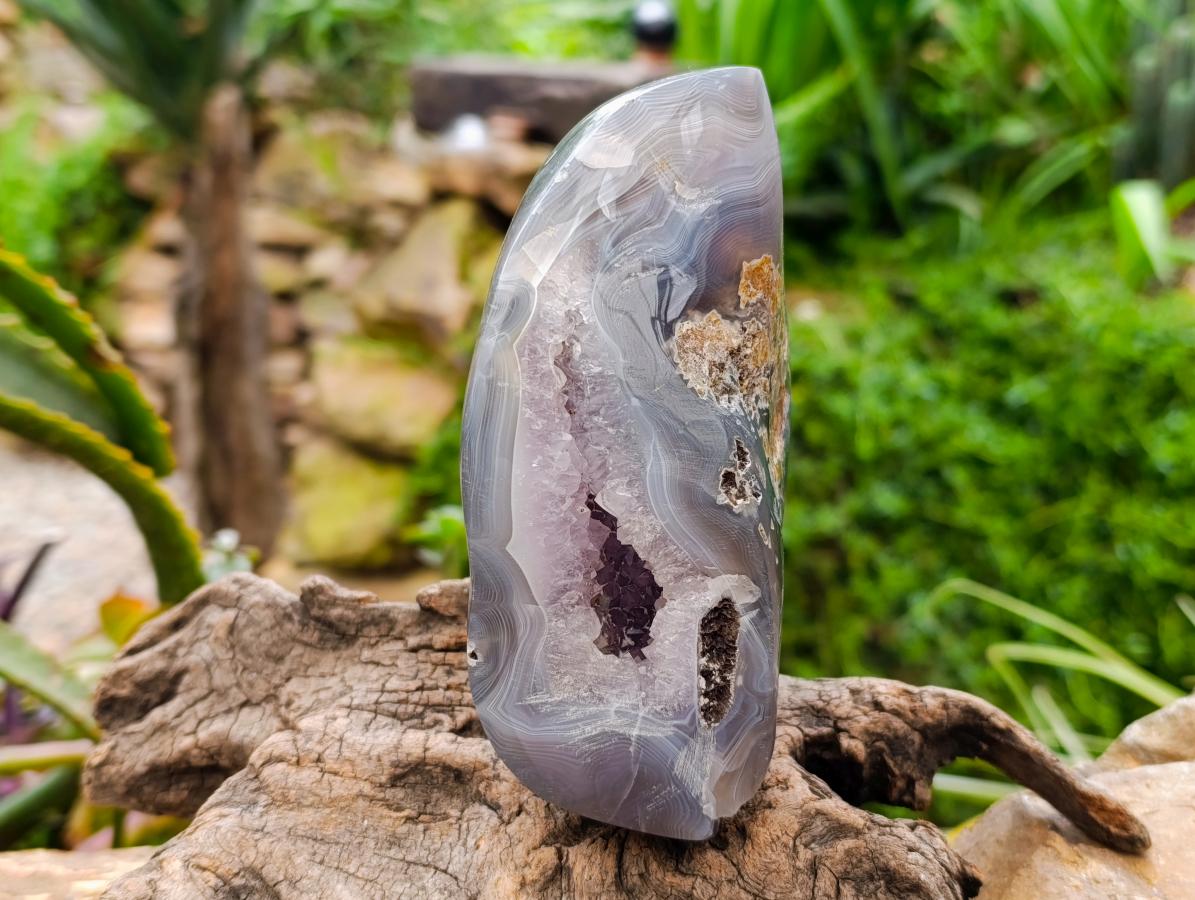Polished Amethyst Agate Geodes x 2 From Madagascar