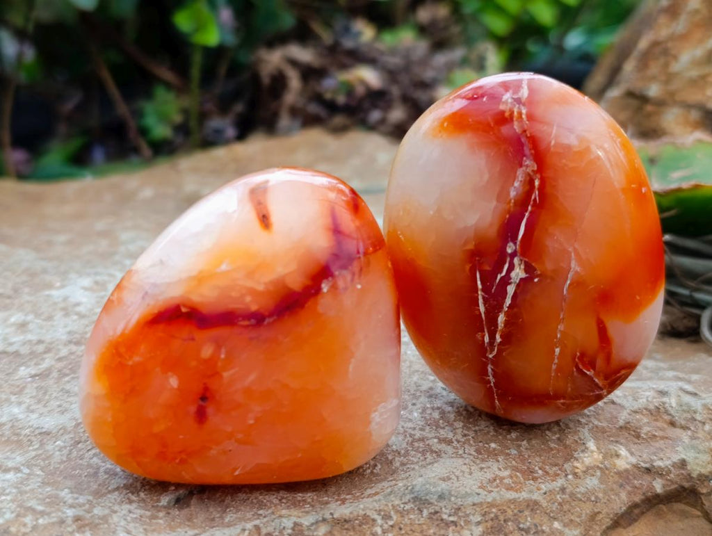 Polished Carnelian Agate Gemstone Galets x 12 From Madagascar