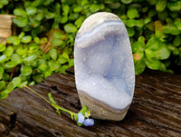 Polished Blue Lace Agate Standing Free Forms x 3 From Nsanje, Malawi