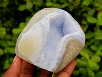 Polished Blue Lace Agate Standing Free Forms x 3 From Nsanje, Malawi