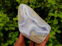Polished Blue Lace Agate Standing Free Forms x 3 From Nsanje, Malawi