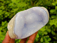 Polished Blue Lace Agate Standing Free Forms x 3 From Nsanje, Malawi